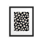 Daisies - daisy floral repeat, daisy flowers, 70s, retro, black, daisy floral Framed Art Print Gallery Image 6