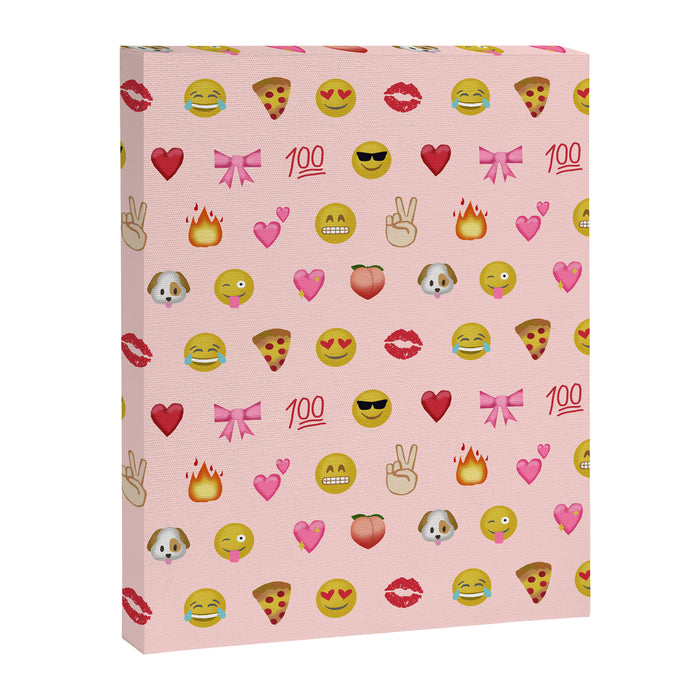 Emoji pattern pink background perfect kids room decor with emojis Canvas Print Gallery Image 1