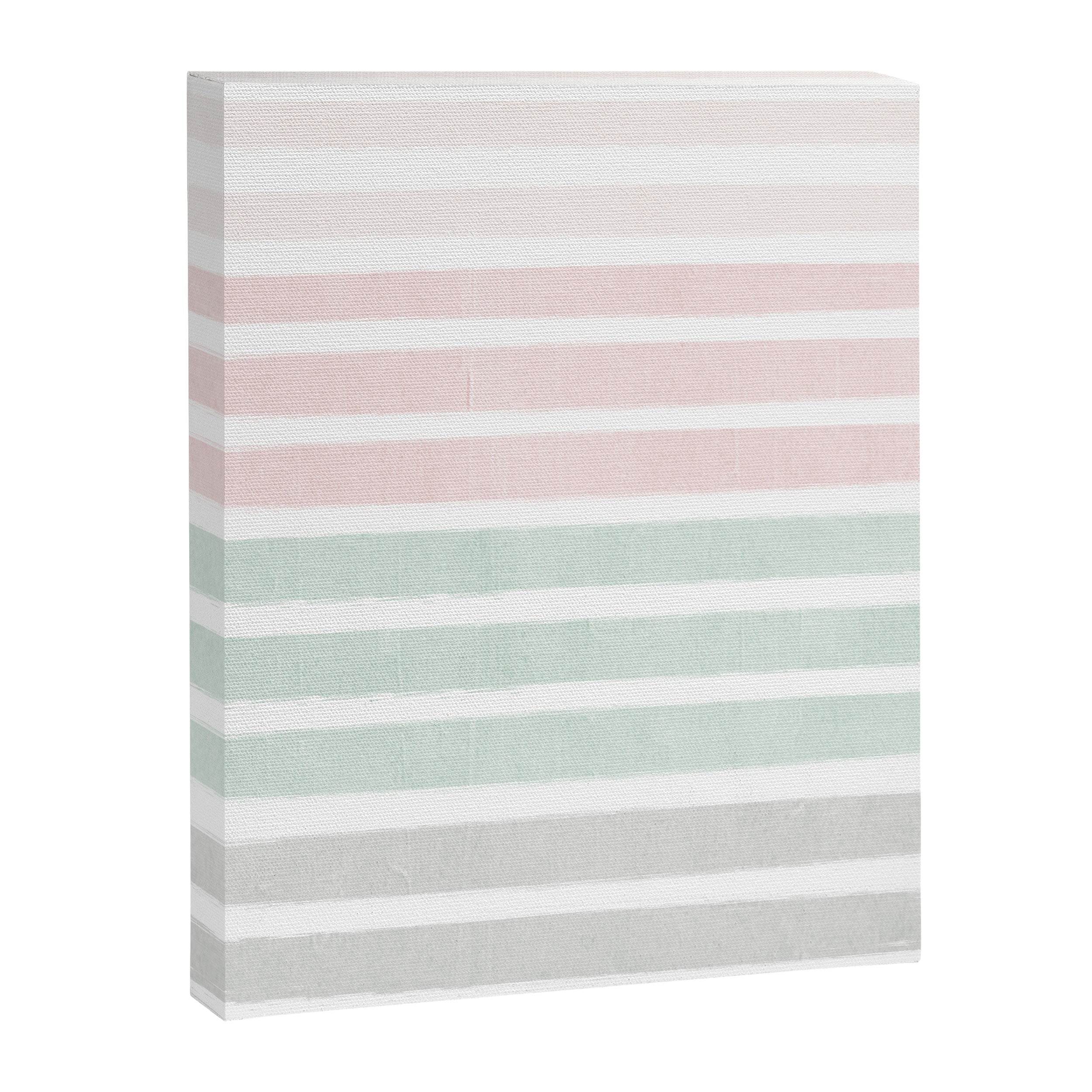 Gender neutral stripes mint pastel pink grey striped pattern nursery art Canvas Print Gallery Image 6
