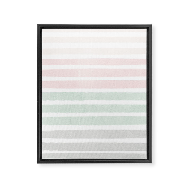 Gender neutral stripes mint pastel pink grey striped pattern nursery art Framed Canvas Print Gallery Image 6