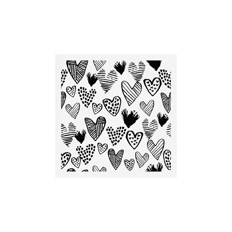 Hearts black and white hand drawn minimal love valentines day pattern gifts decor Art Print Gallery Image 1