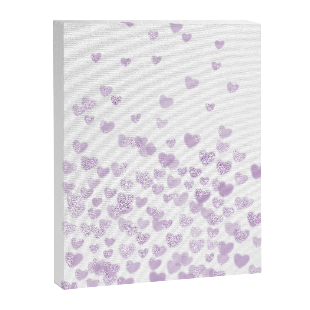 Hearts falling painted pastels purple heart pattern minimal art print nursery baby art Canvas Print Gallery Image 6