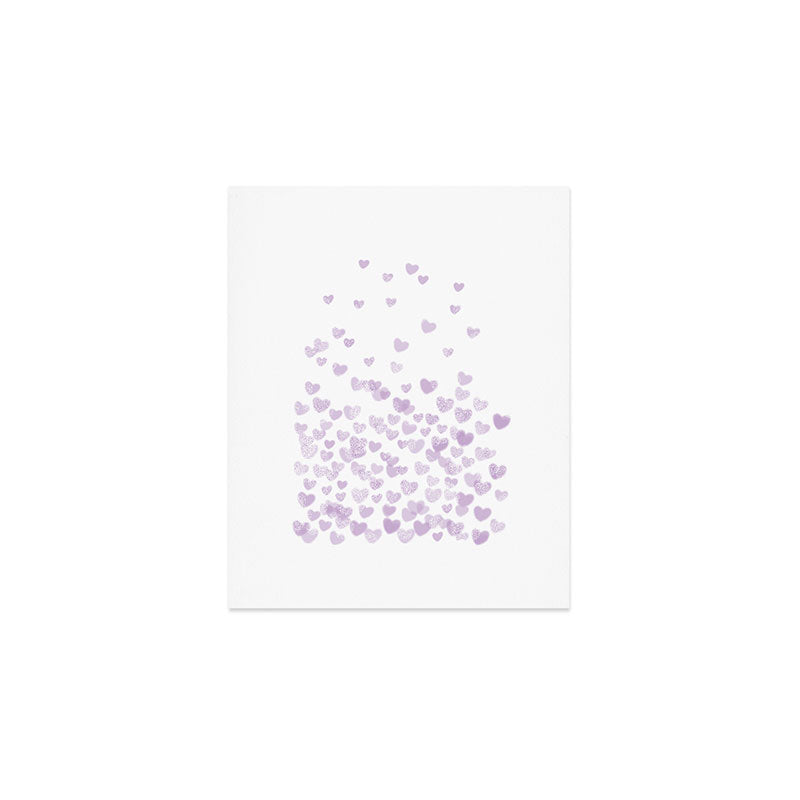 Hearts falling painted pastels purple heart pattern minimal art print nursery baby art Art Print Gallery Image 1