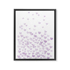 Hearts falling painted pastels purple heart pattern minimal art print nursery baby art Framed Canvas Print Gallery Image 6