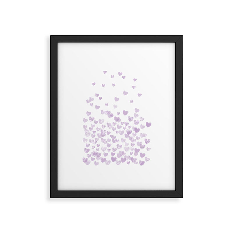 Hearts falling painted pastels purple heart pattern minimal art print nursery baby art Framed Art Print Gallery Image 5