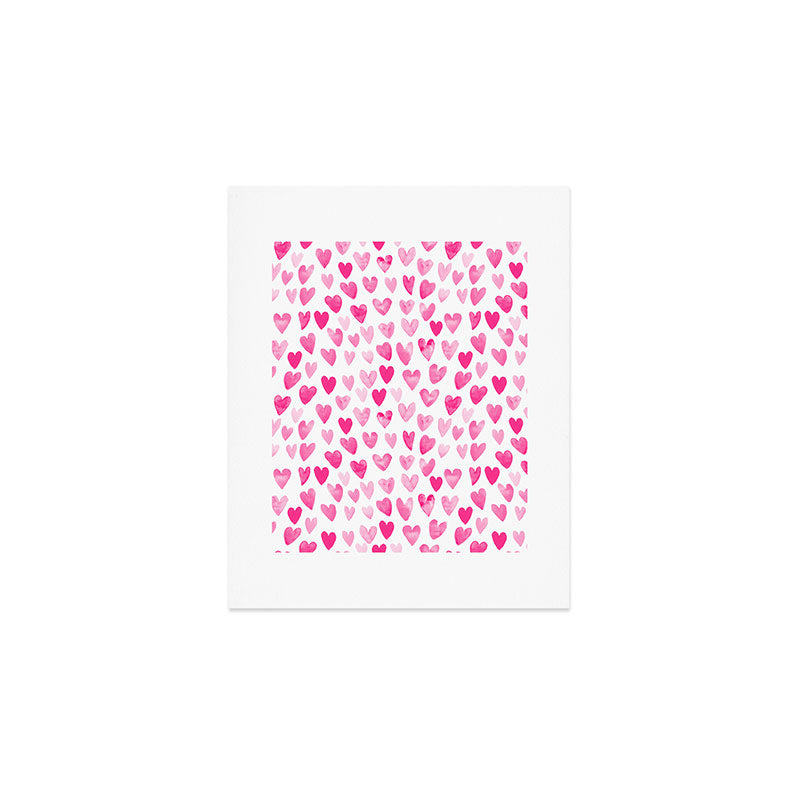 Hearts Pattern watercolor pink heart perfect essential valentines day gift idea for her Art Print Gallery Image 1
