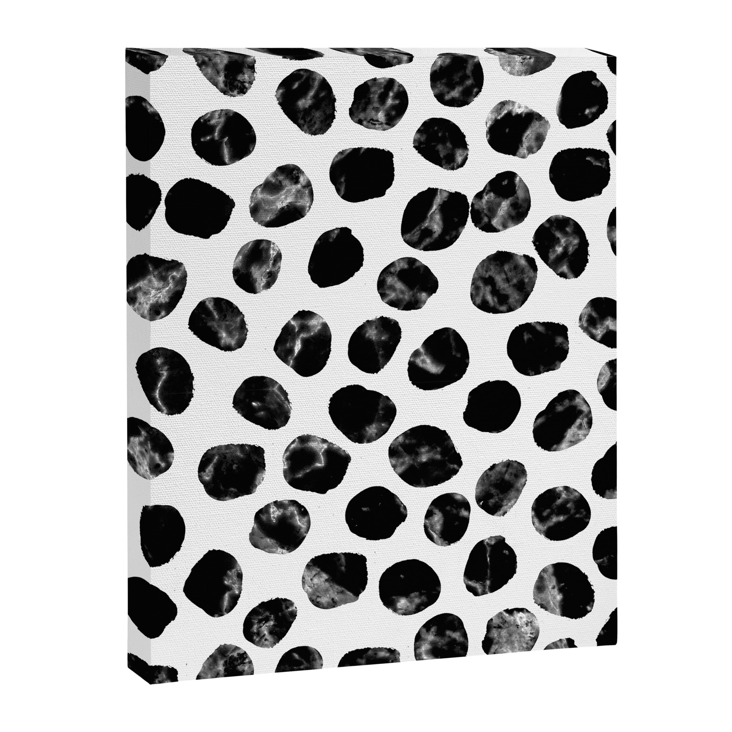 Jacson - minimal black and white modern abstract art print dots polka dots brushstrokes urban bklyn Canvas Print Gallery Image 6