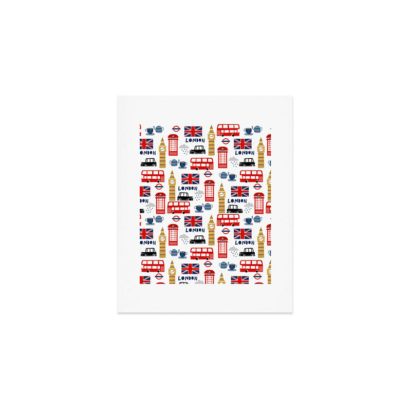 London travel pattern cute england print for nursery kids room boys or girls decor Art Print Gallery Image 1