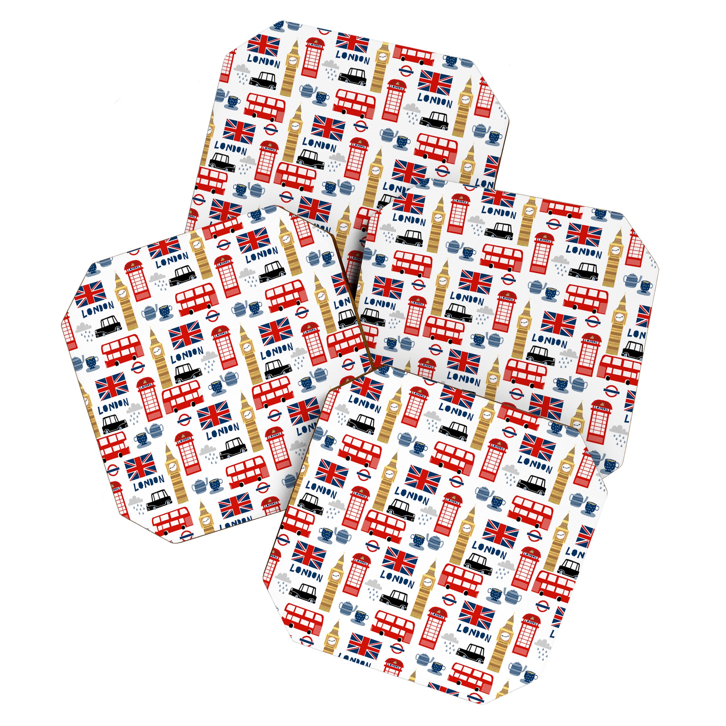 London travel pattern cute england print for nursery kids room boys or girls decor Coaster Gallery Image 1