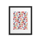 London travel pattern cute england print for nursery kids room boys or girls decor Framed Art Print Gallery Image 6