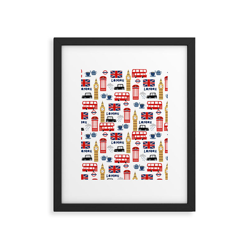 London travel pattern cute england print for nursery kids room boys or girls decor Framed Art Print Gallery Image 6