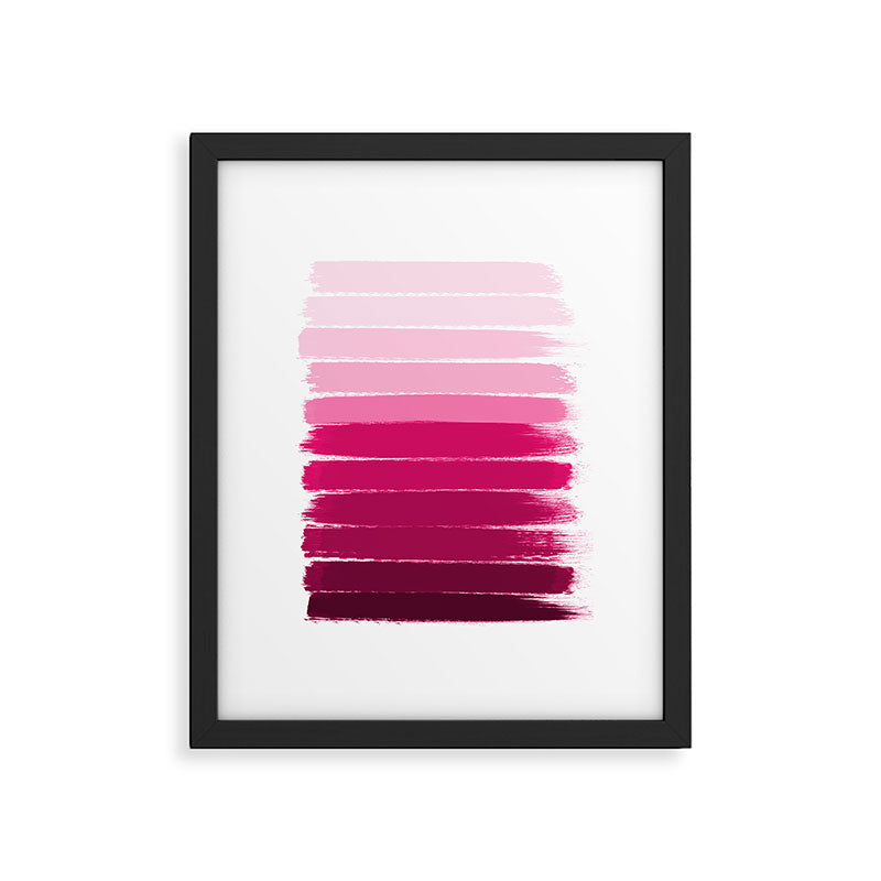 Mola - ombre painting bruskstrokes tonal gradient art pink pastel to hot pink decor Framed Art Print Gallery Image 5
