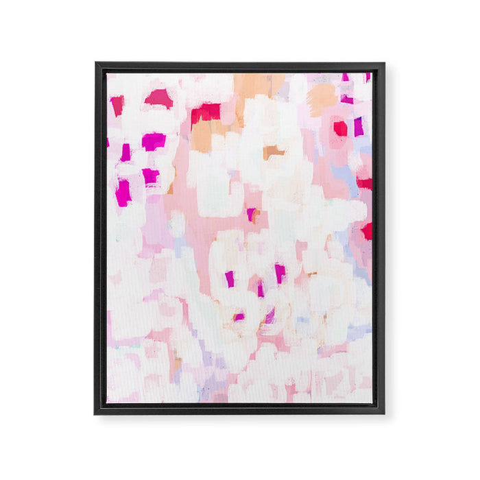 Netta - abstract painting pink pastel bright happy modern home office dorm college decor Framed Canvas Print Gallery Image 1