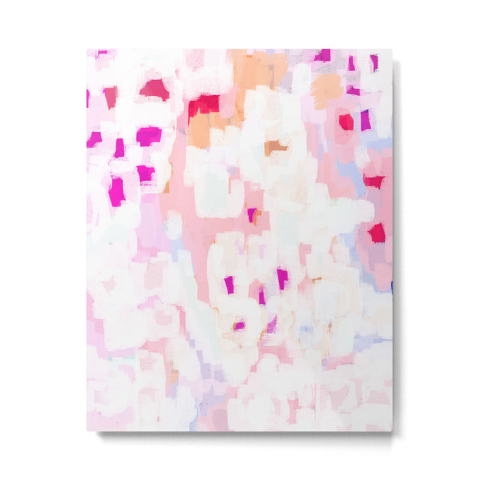Netta - abstract painting pink pastel bright happy modern home office dorm college decor Metal Print Gallery Image 1