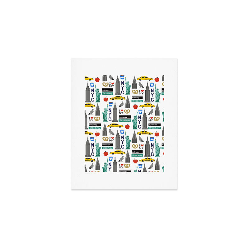 NYC travel pattern fun kids decor boys and girls nursery new york city theme Art Print Gallery Image 1