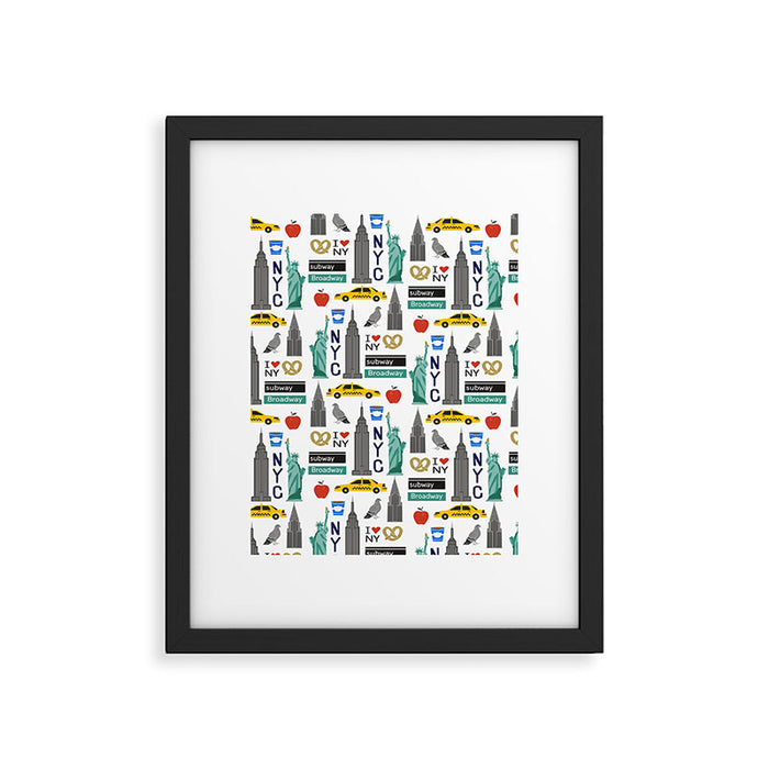 NYC travel pattern fun kids decor boys and girls nursery new york city theme Framed Art Print Gallery Image 1