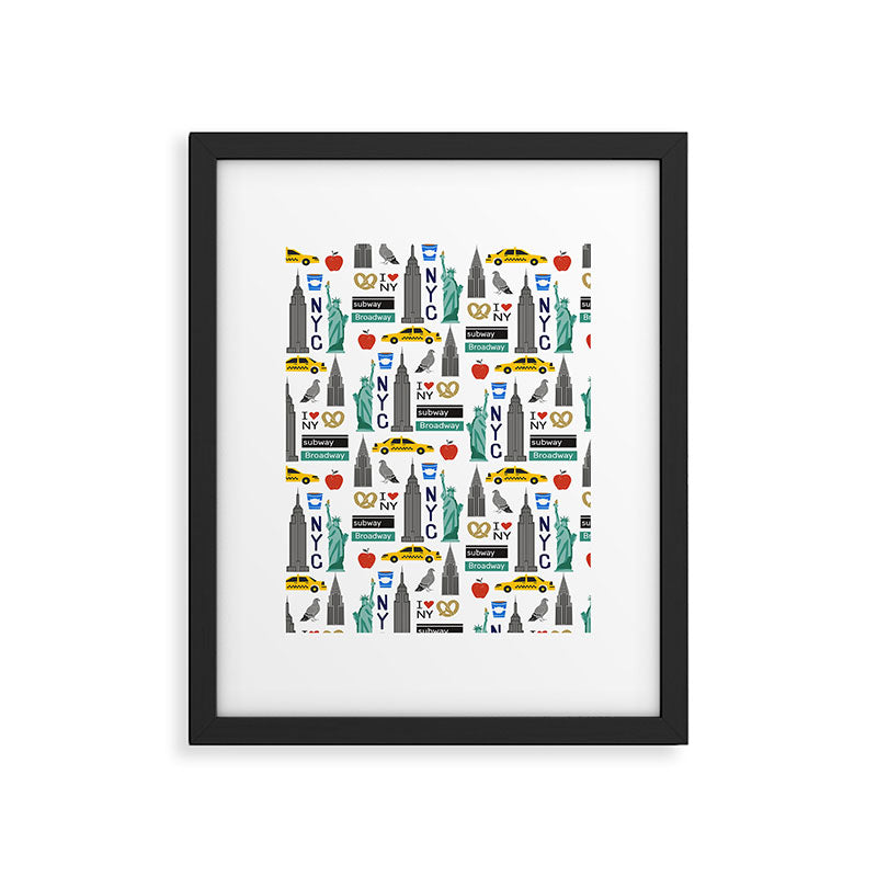 NYC travel pattern fun kids decor boys and girls nursery new york city theme Framed Art Print Gallery Image 4