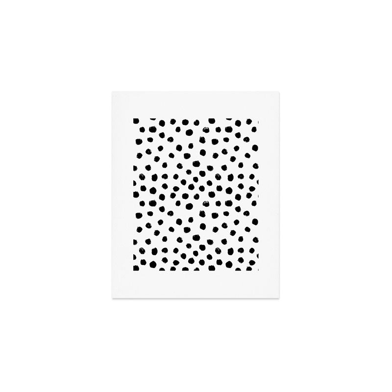 Preppy black and white dots minimal abstract brushstrokes painting illustration pattern print Art Print Gallery Image 1