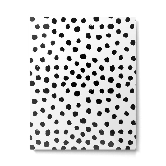 Preppy black and white dots minimal abstract brushstrokes painting illustration pattern print Metal Print Gallery Image 1