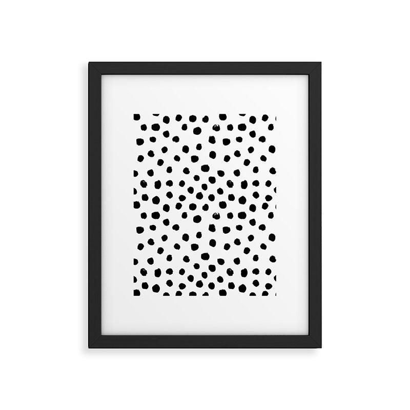 Preppy black and white dots minimal abstract brushstrokes painting illustration pattern print Framed Art Print Gallery Image 5
