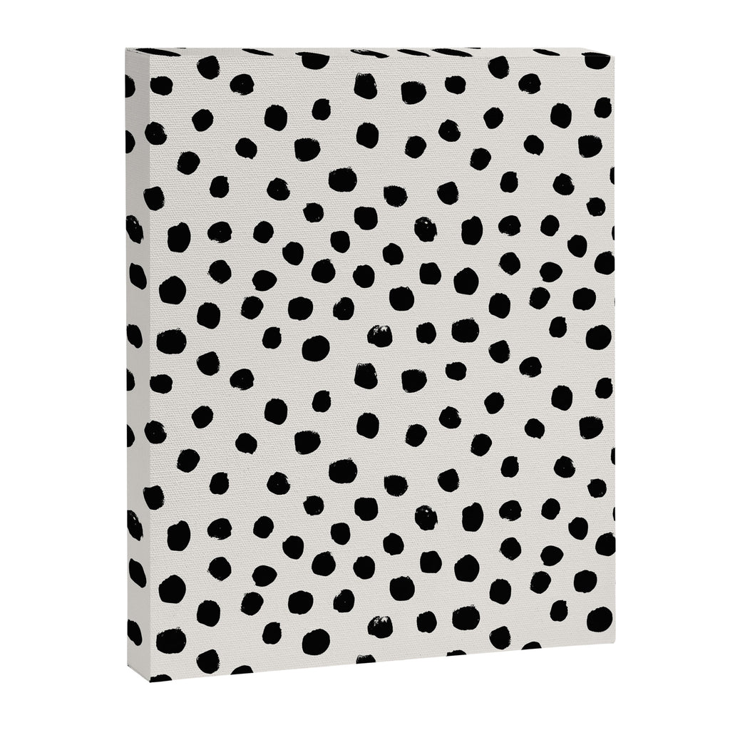 Preppy brushstroke free polka dots black and white spots dots dalmation animal spots design minimal Canvas Print Gallery Image 6