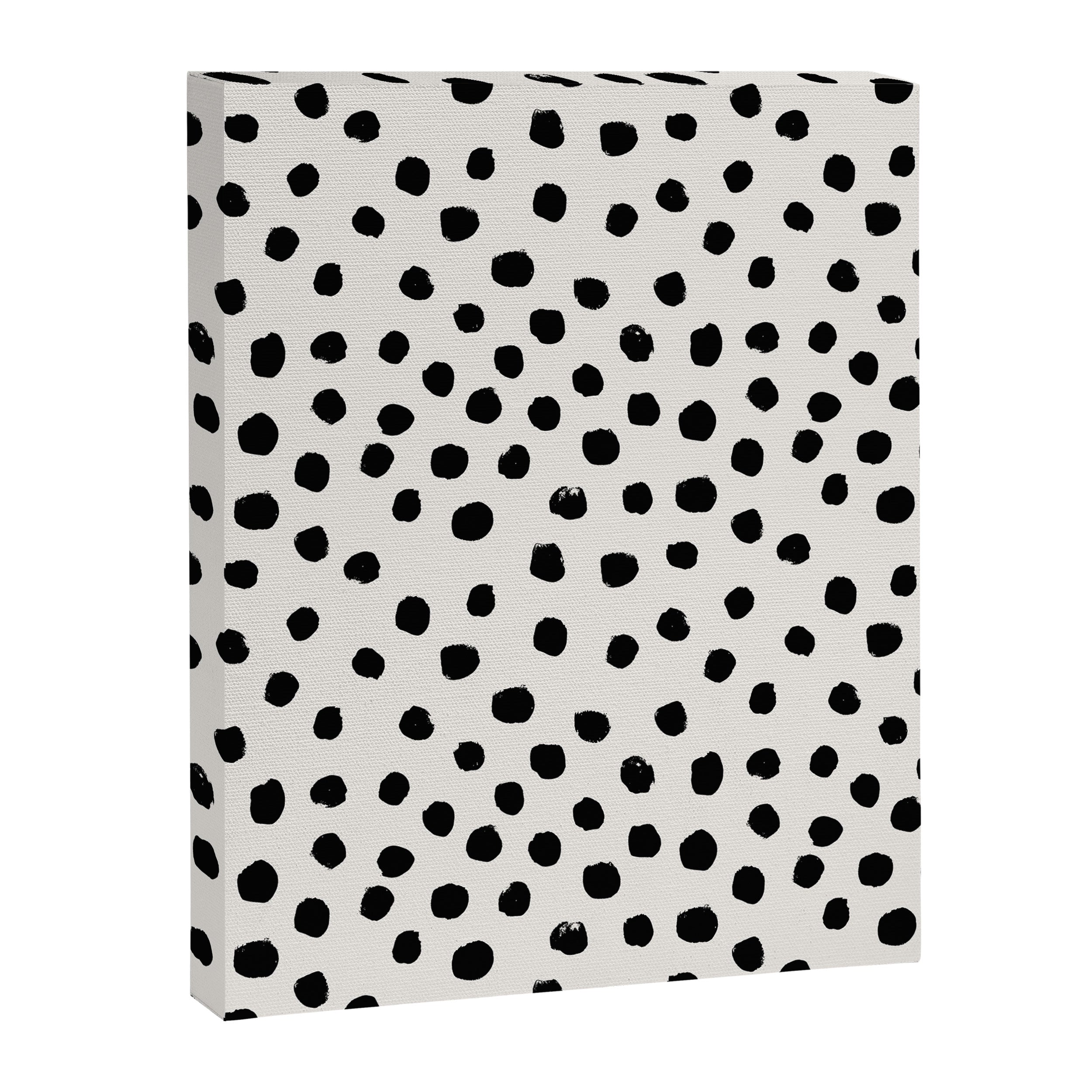 Preppy brushstroke free polka dots black and white spots dots dalmation animal spots design minimal Canvas Print Gallery Image 6