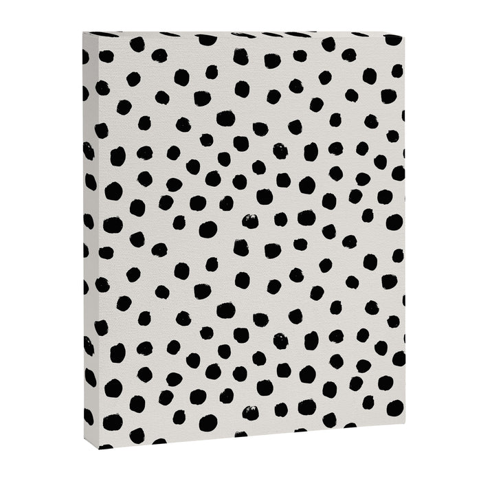 Preppy brushstroke free polka dots black and white spots dots dalmation animal spots design minimal Canvas Print Gallery Image 1