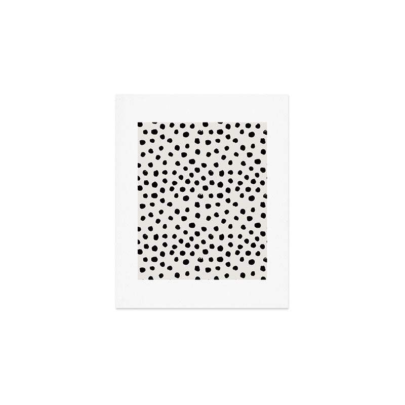 Preppy brushstroke free polka dots black and white spots dots dalmation animal spots design minimal Art Print Gallery Image 1