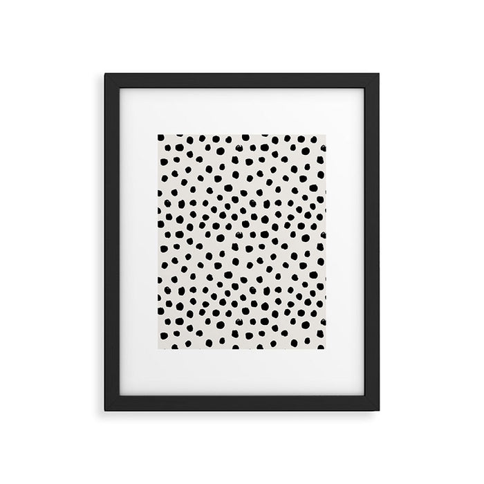 Preppy brushstroke free polka dots black and white spots dots dalmation animal spots design minimal Framed Art Print Gallery Image 1