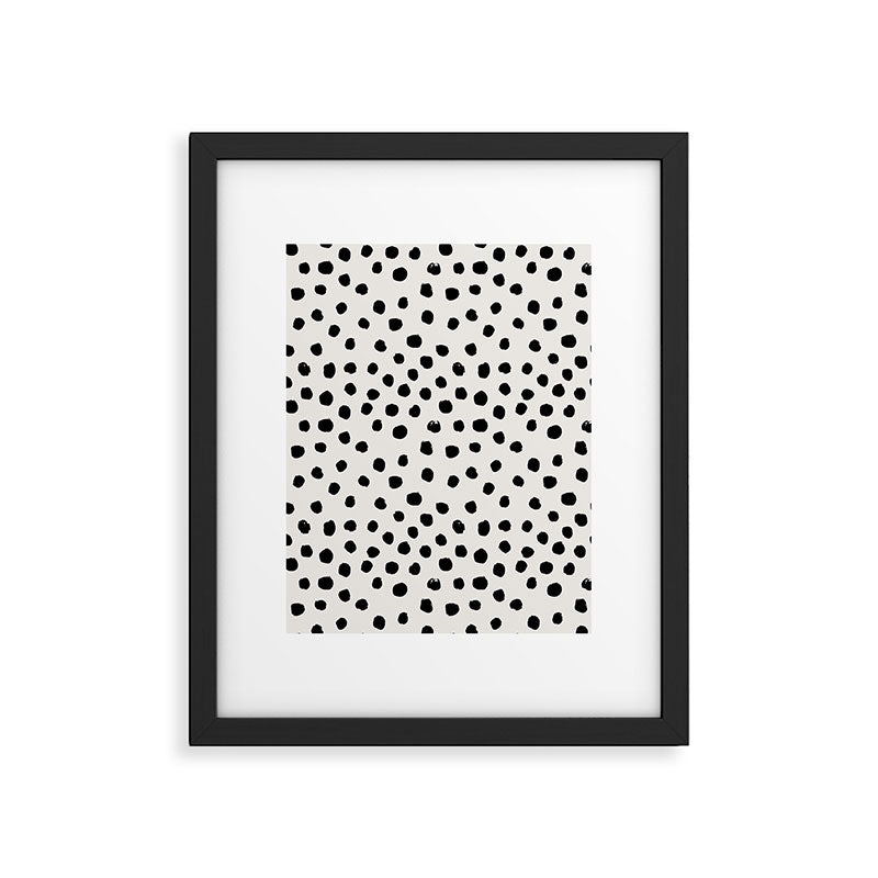Preppy brushstroke free polka dots black and white spots dots dalmation animal spots design minimal Framed Art Print Gallery Image 5