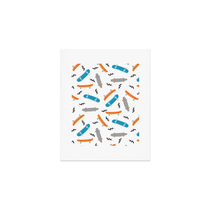 Skateboards orange and blue pattern great decor for nursery kids rooms boys and girls Art Print Gallery Image 1