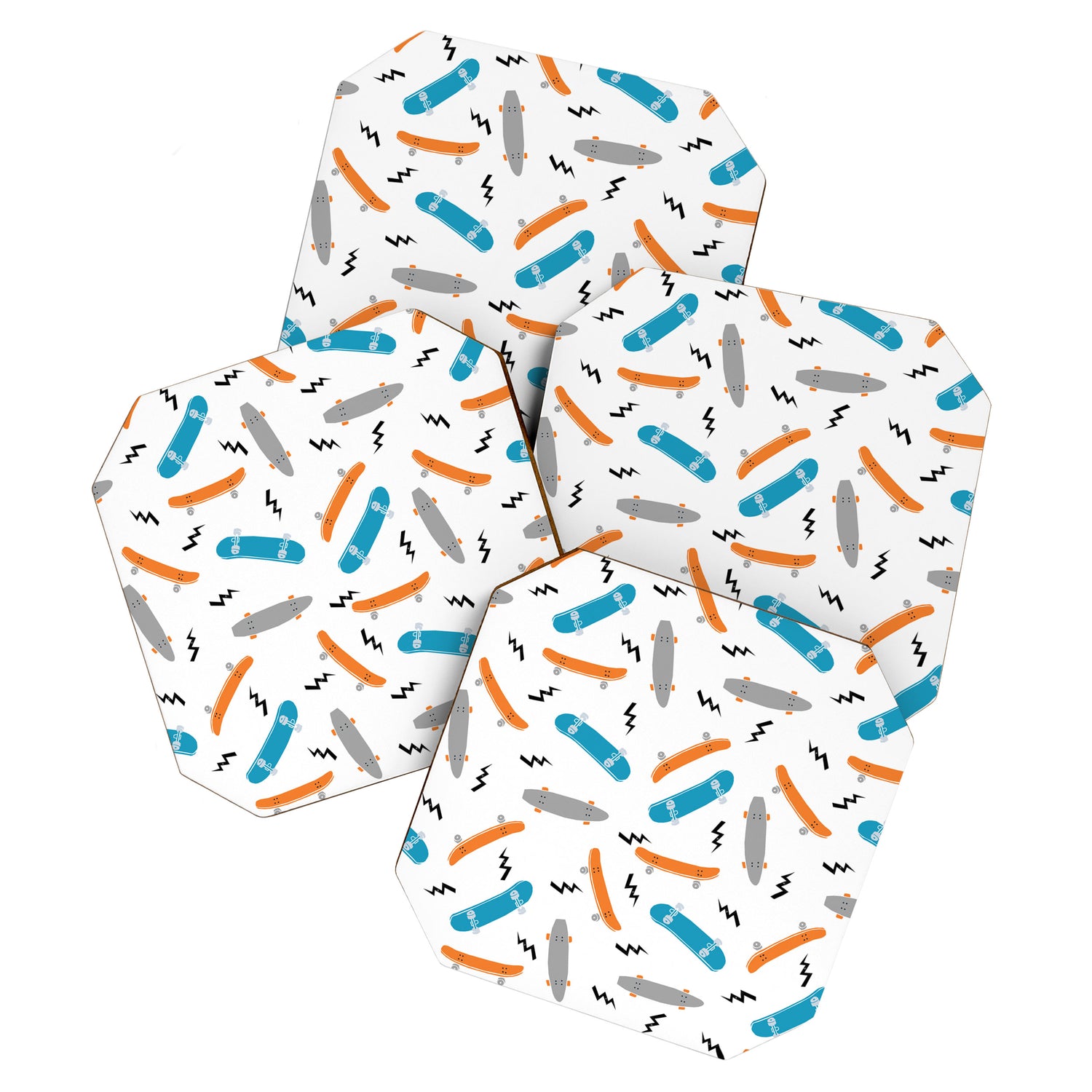 Skateboards orange and blue pattern great decor for nursery kids rooms boys and girls Coaster Gallery Image 1