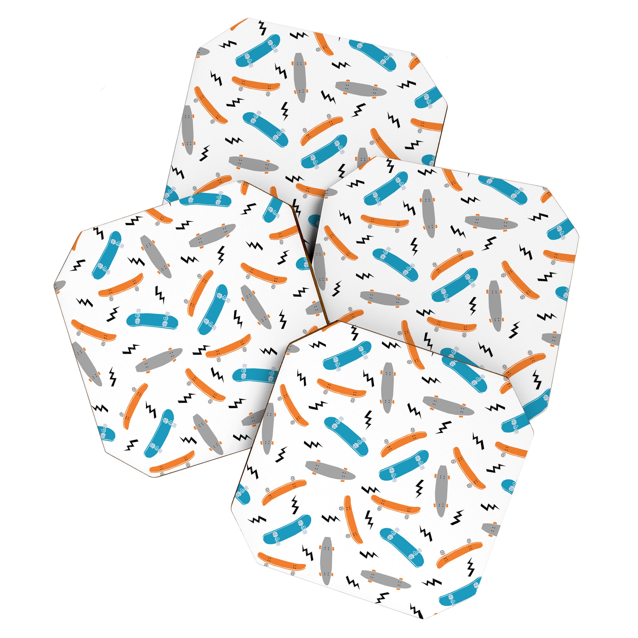 Skateboards orange and blue pattern great decor for nursery kids rooms boys and girls Coaster Gallery Image 1