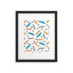 Skateboards orange and blue pattern great decor for nursery kids rooms boys and girls Framed Art Print Gallery Image 6