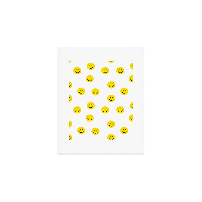 Smiley faces white yellow happy simple smiley pattern smile face kids nursery boys girls decor Art Print Gallery Image 1