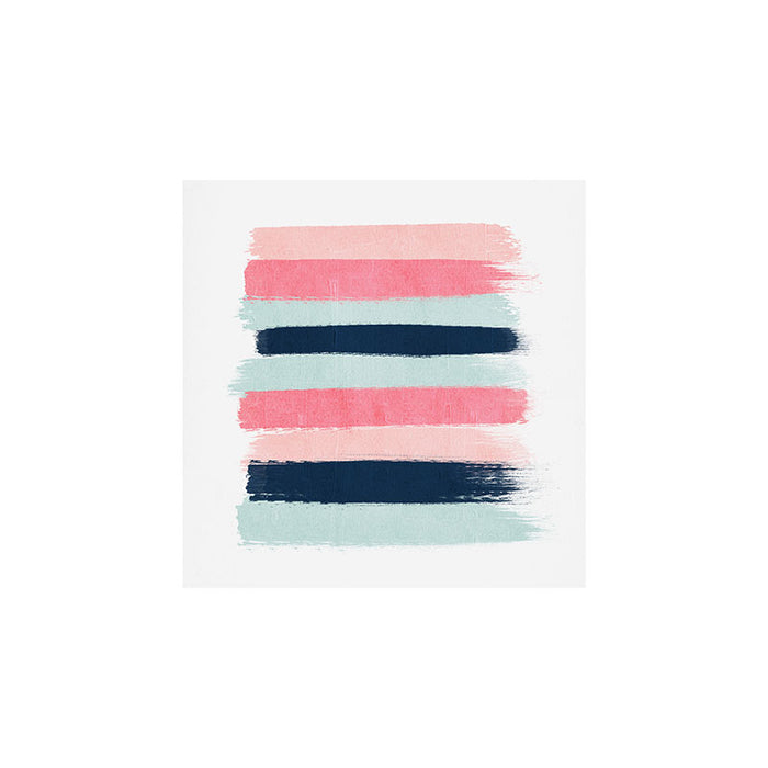 Striped painted coral mint navy pink pattern stripes minimalist Art Print Gallery Image 1
