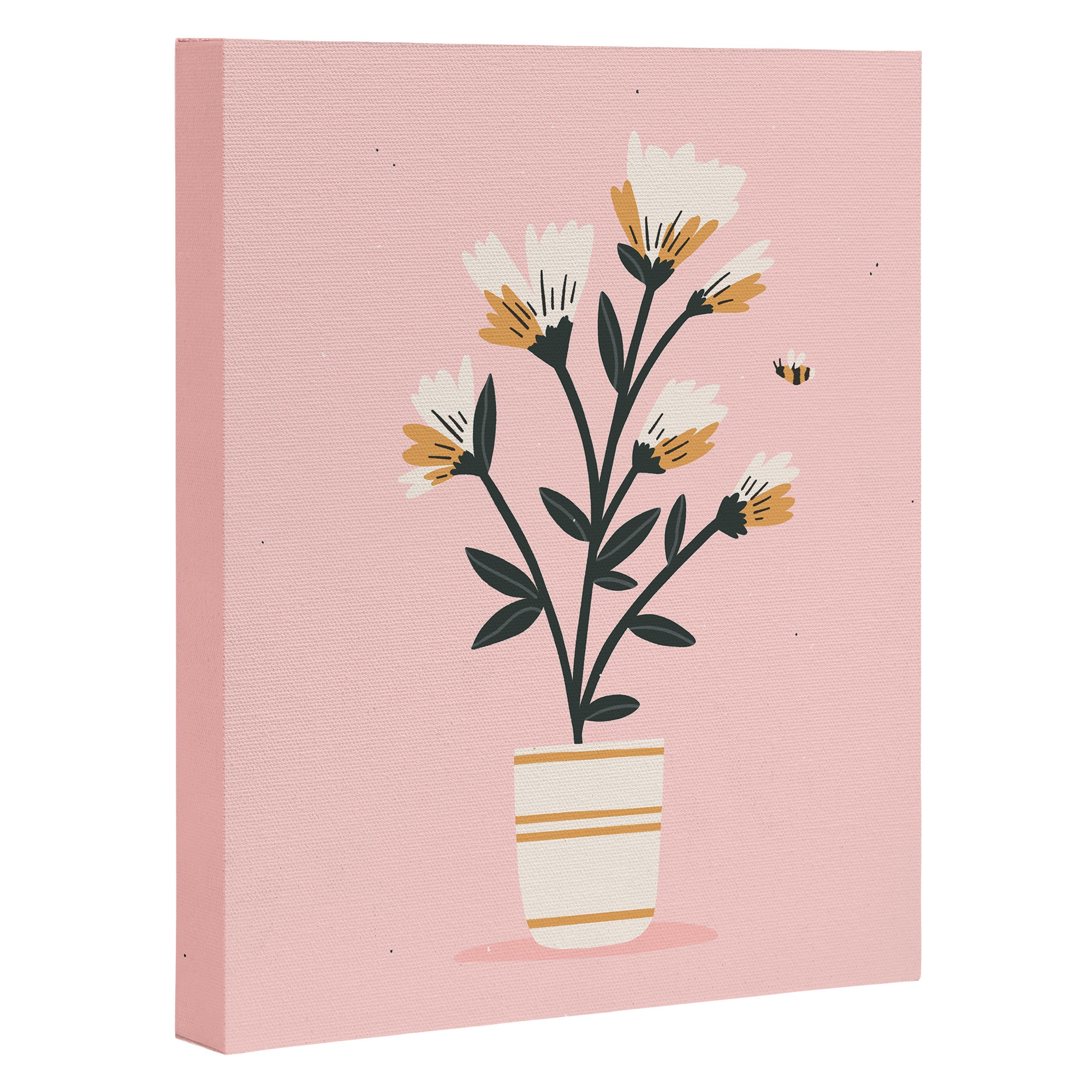 Bumble Bee Flowers Pink Canvas Print Gallery Image 3