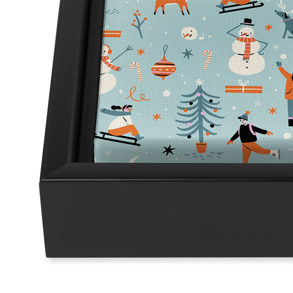 Christmas Scene Blue Framed Canvas Print Gallery Image 3