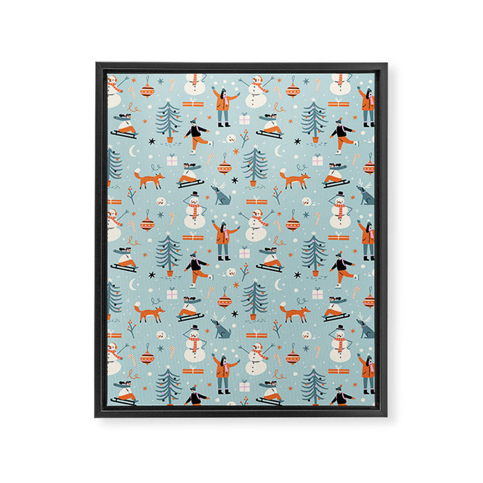 Christmas Scene Blue Framed Canvas Print Gallery Image 1