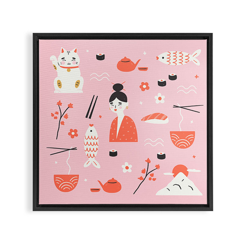 Dreaming of Japan Pattern Framed Canvas Print Gallery Image 3