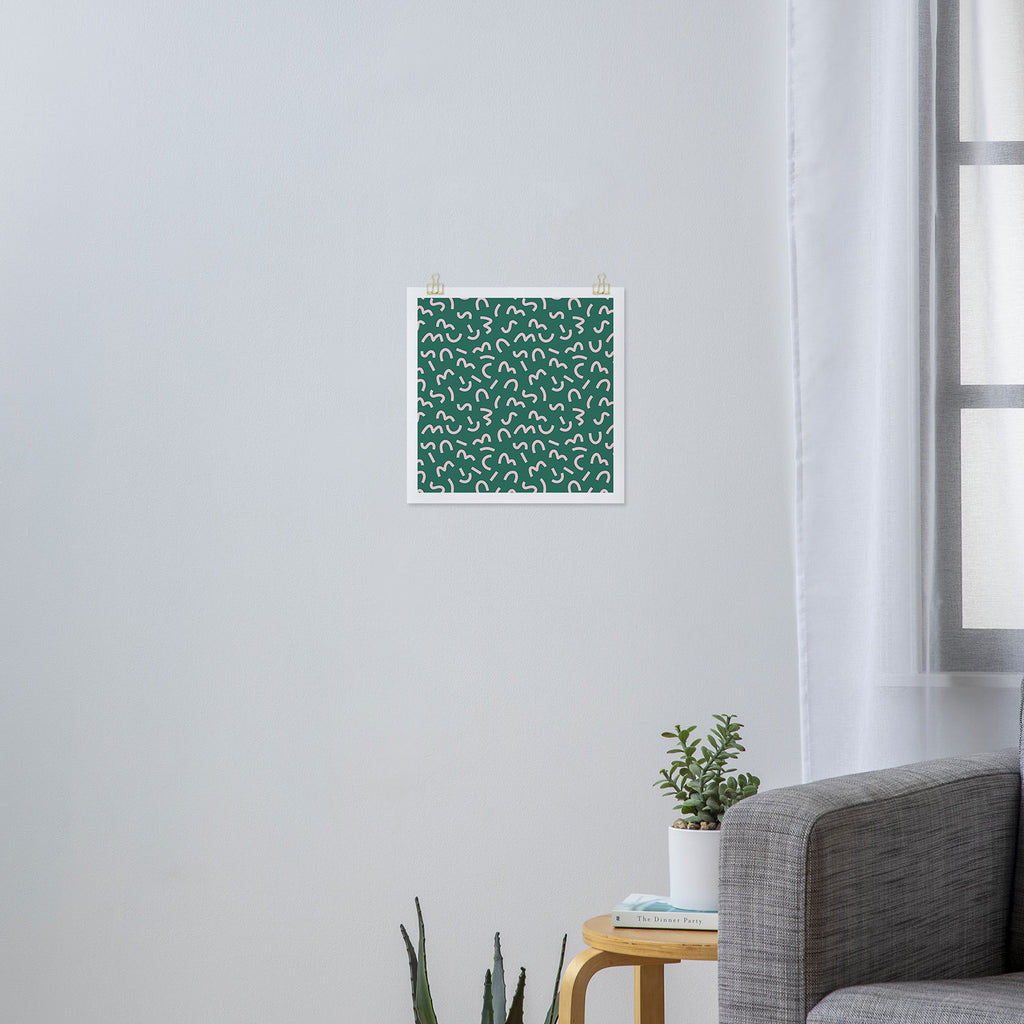 Funky Green and Pink Pattern Art Print Gallery Image 3