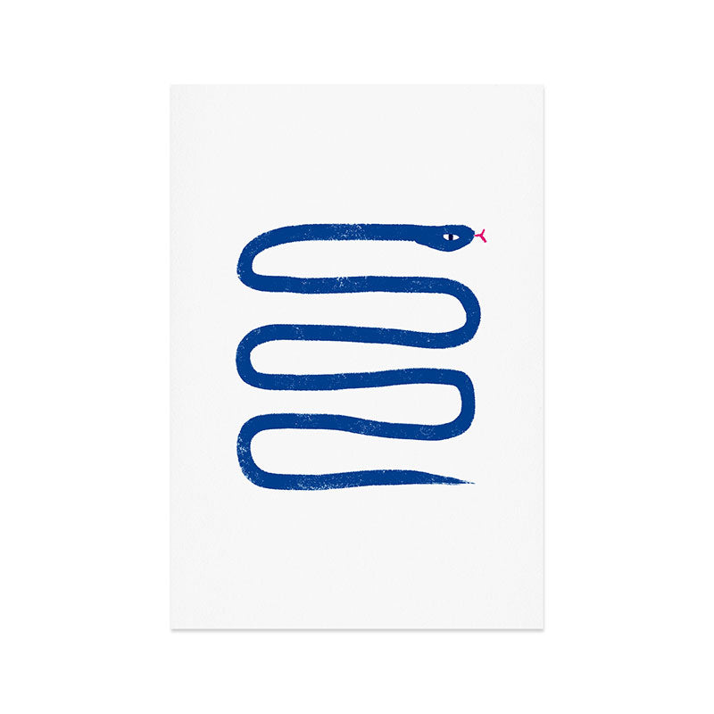 Jungle Snake Cobalt Blue Art Print Gallery Image 1