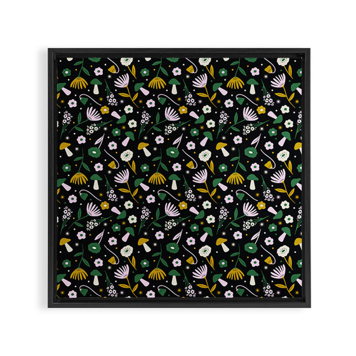 Magic Mushroom Forest Pattern Framed Canvas Print Gallery Image 1