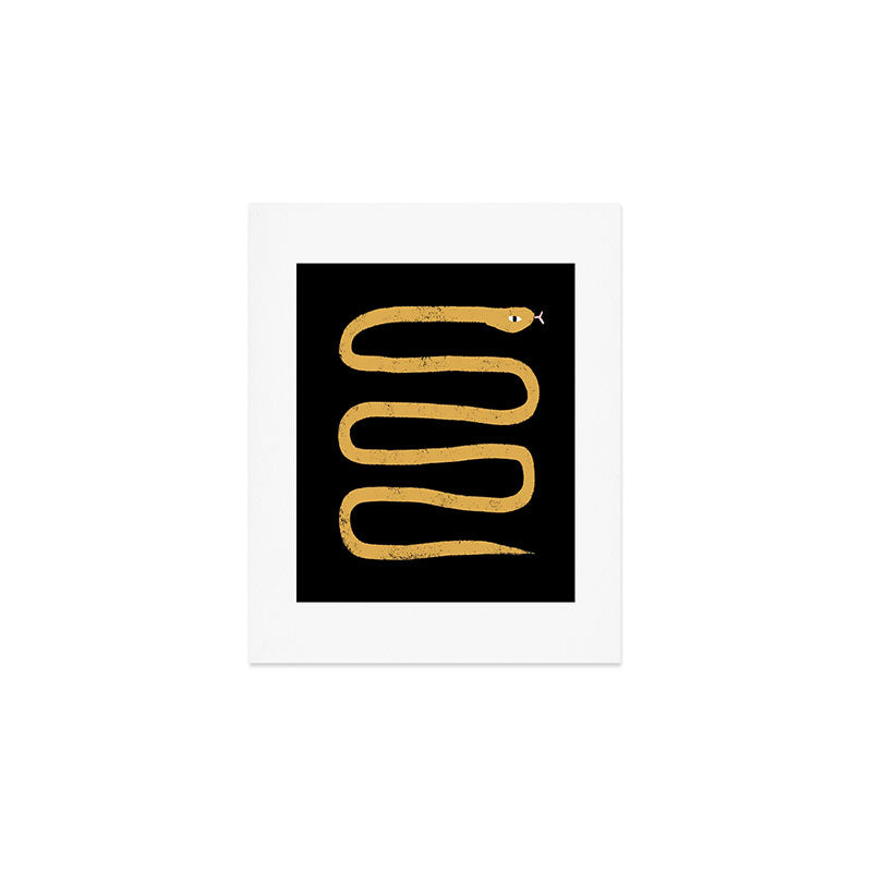 Minimal Snake Black and Gold Art Print Gallery Image 1