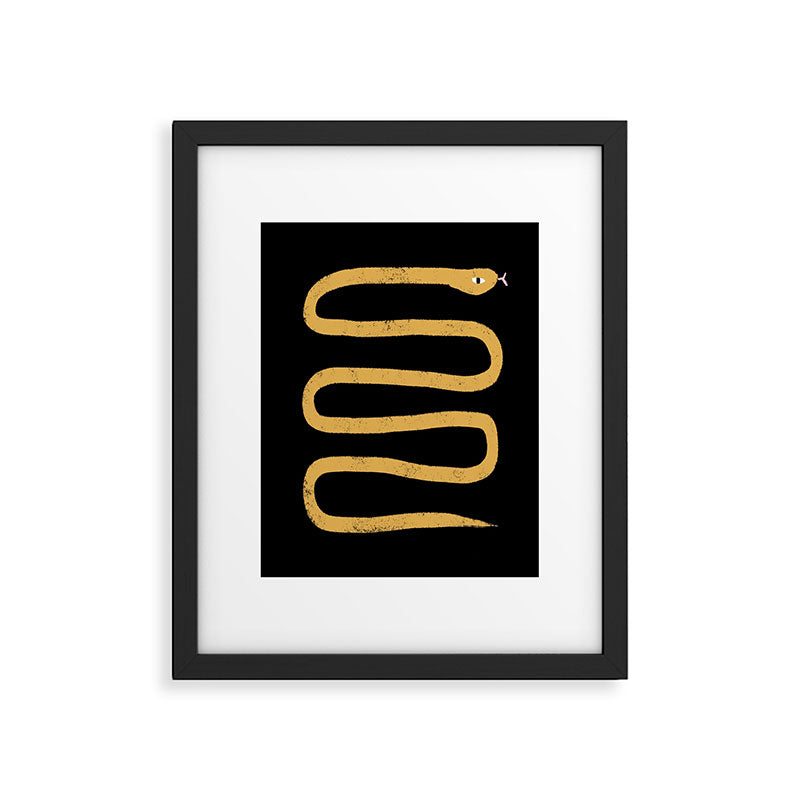 Minimal Snake Black and Gold Framed Art Print Gallery Image 4