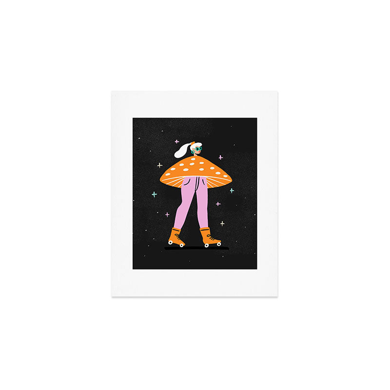 Mushroom Roller girl in Space Art Print Gallery Image 1