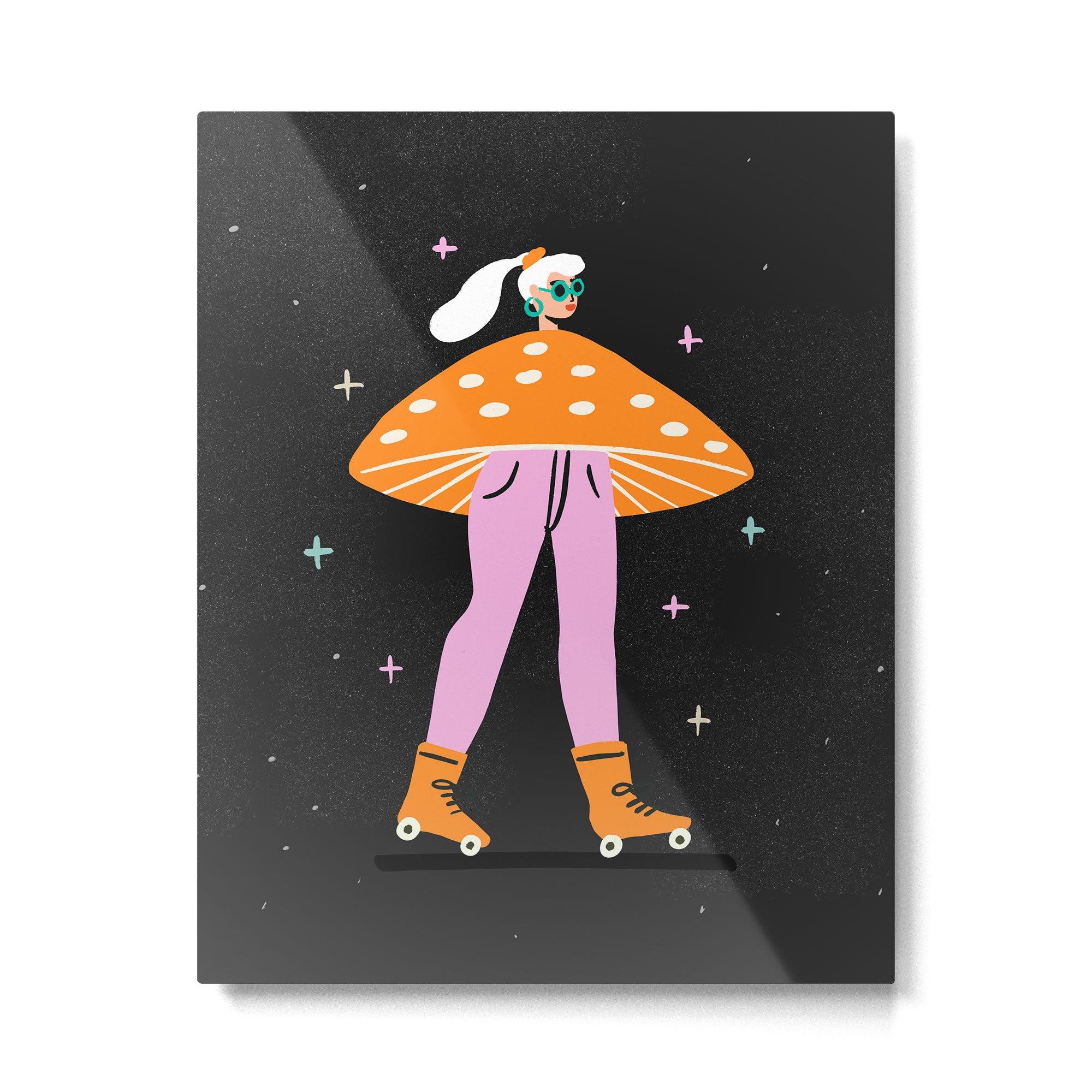 Mushroom Roller girl in Space Metal Print Gallery Image 6