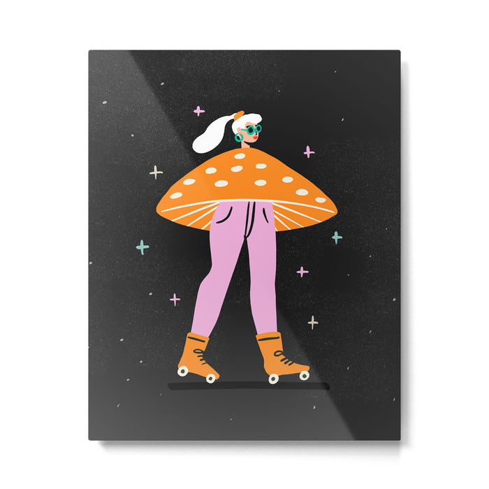 Mushroom Roller girl in Space Metal Print Gallery Image 1