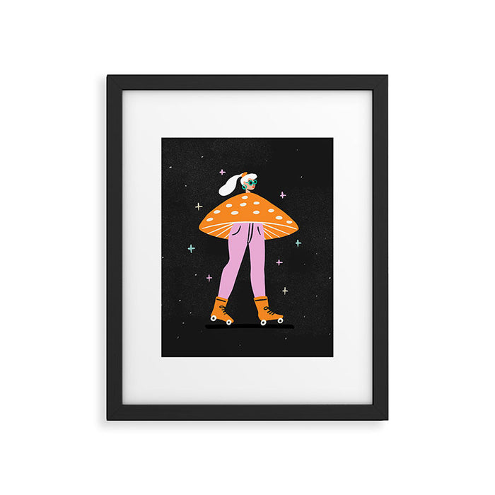 Mushroom Roller girl in Space Framed Art Print Gallery Image 1