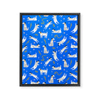 Playful Dogs Pattern Cobalt Blue Framed Canvas Print Gallery Image 8